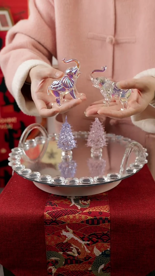 【闪购商品】琉璃炫彩大象摆件一对