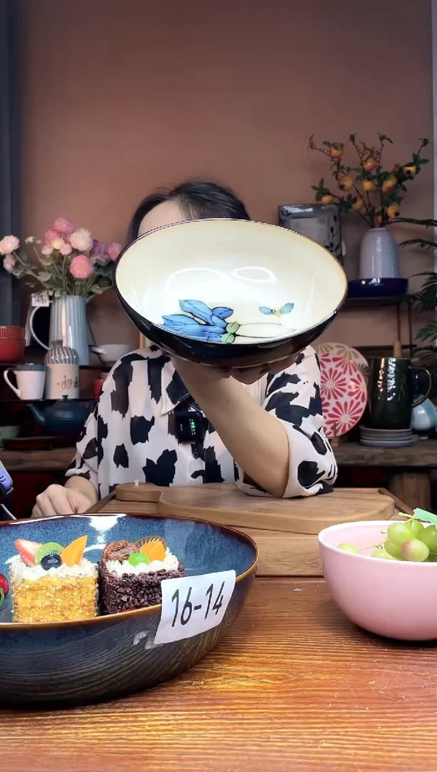 陶瓷8英寸兰花汤面碗  微瑕疵
