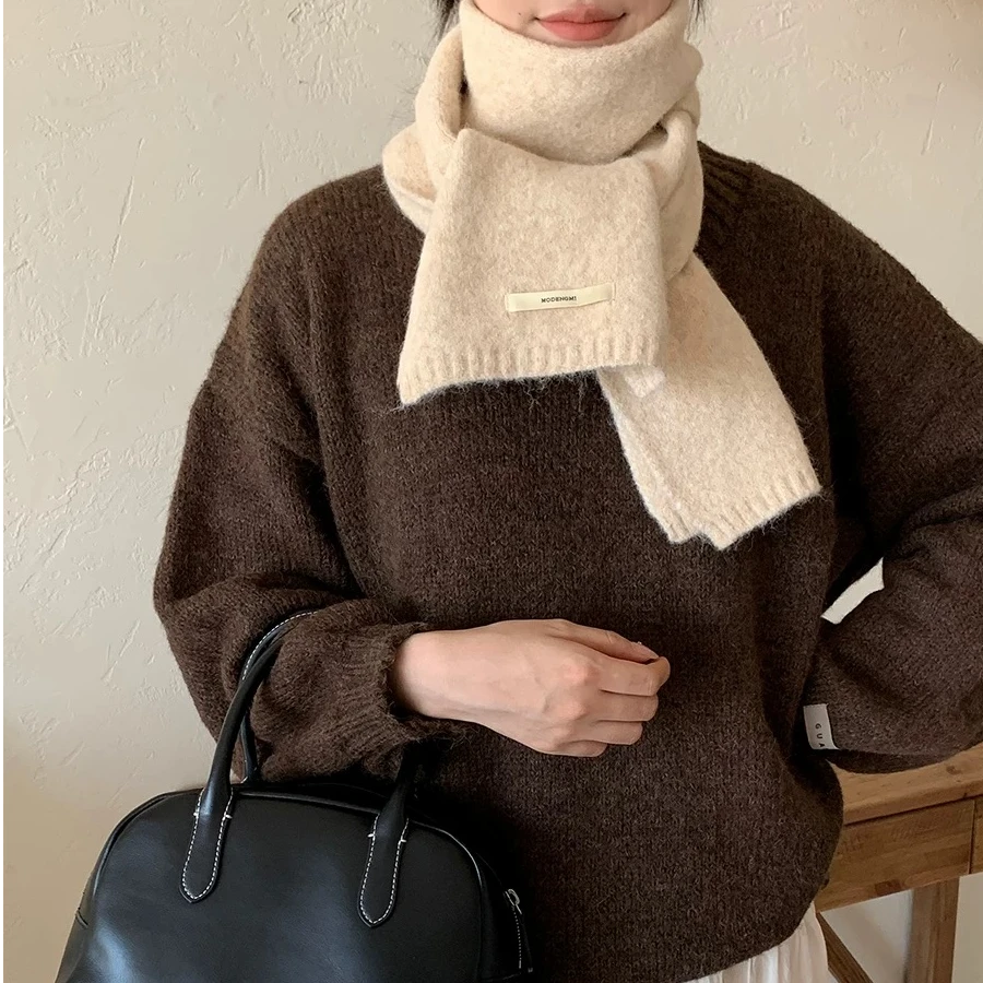 2025年新款许妍同款短款小版羊毛混纺围巾女加厚百搭保暖围脖韩版