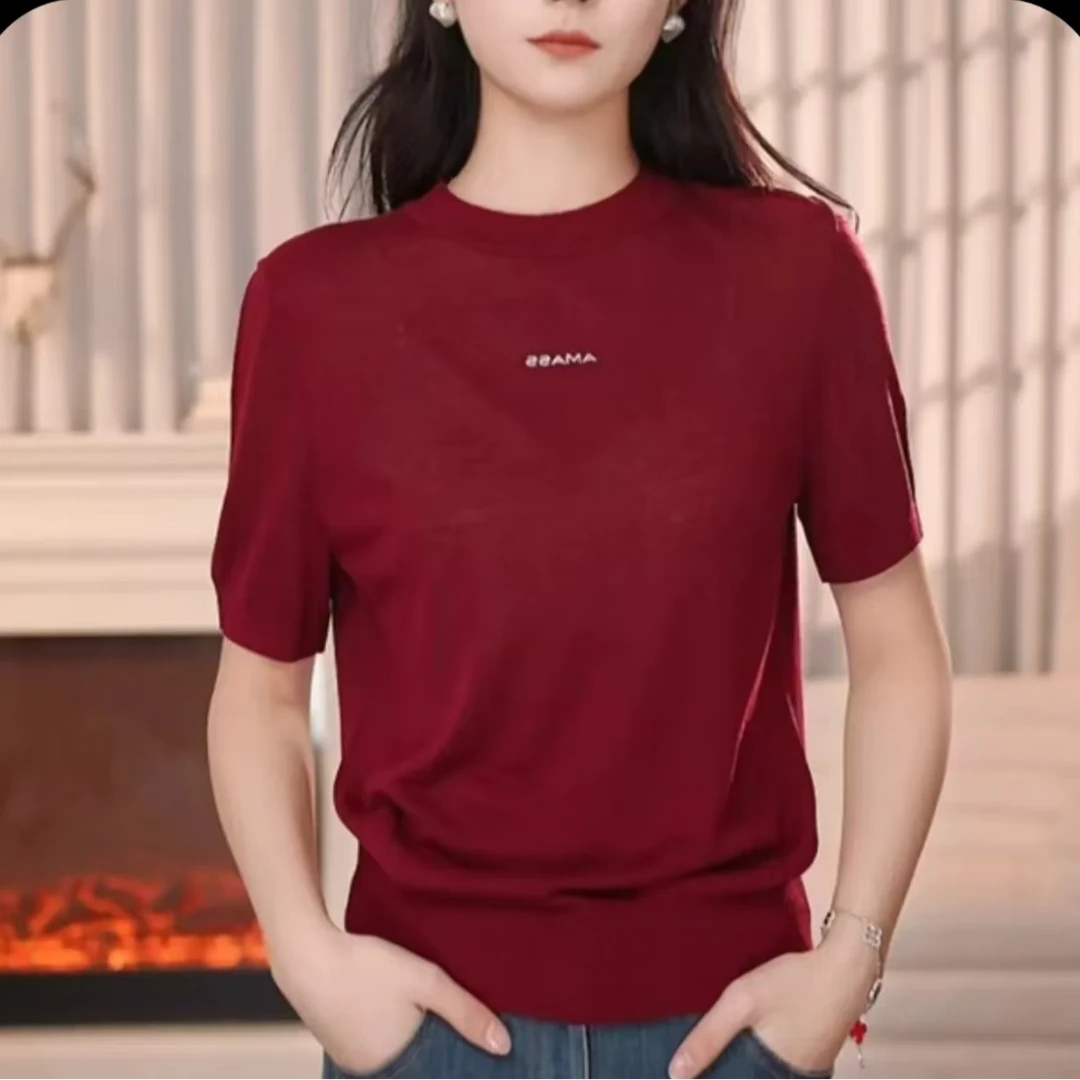 AMASS/阿玛施圆领百搭纯色针织T恤538053