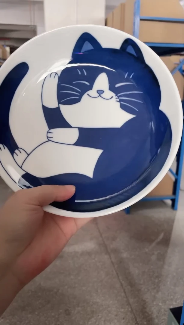 陶瓷深色猫咪7.8英寸盘