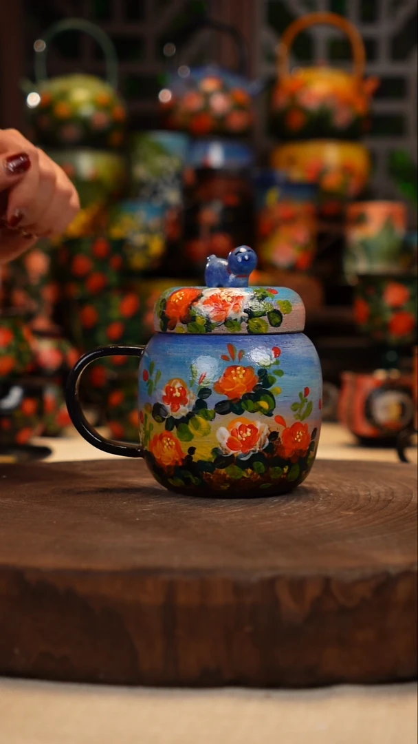 紫砂油画釉下彩手绘