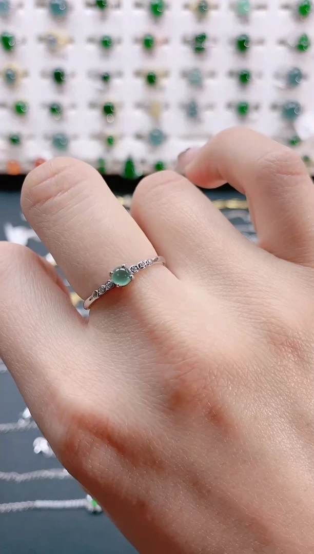 【闪购商品】翡翠戒指银S925镶嵌天然翡翠