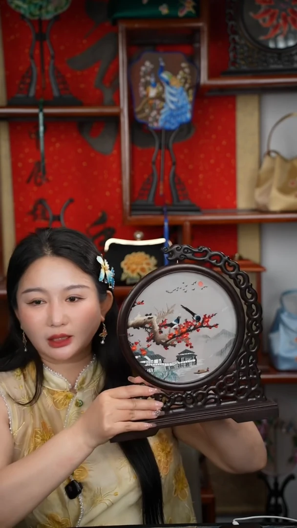 刺绣摆件摆台-绣花非遗