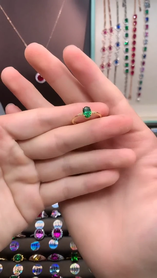 戒指透辉石银S925镶嵌金57