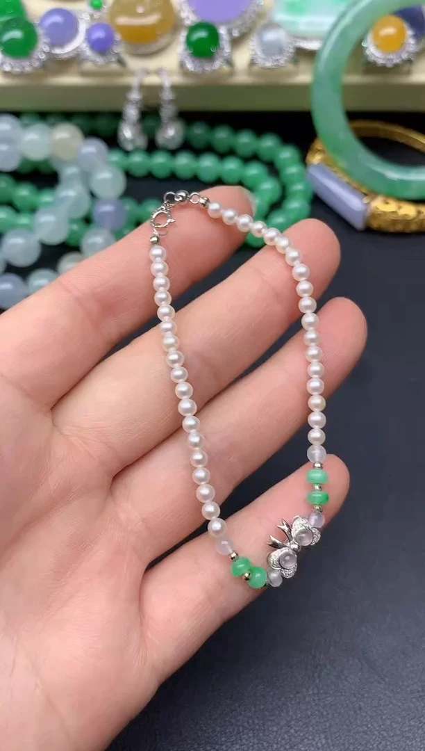 18K金镶嵌手串翡翠34-雪姐翡翠天天见