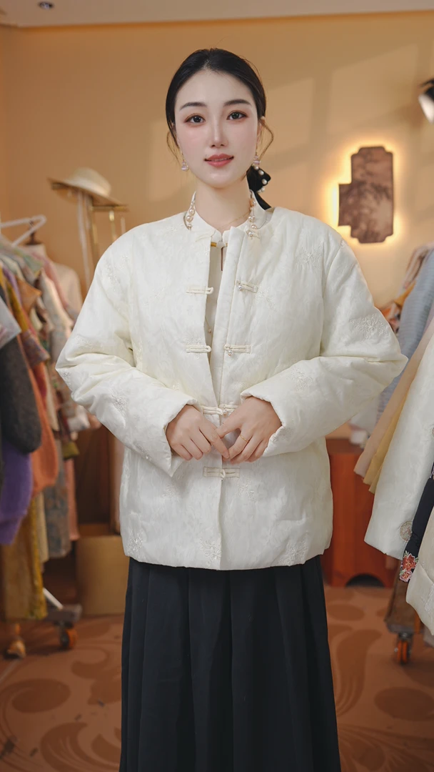 【月白】冬季国风妈妈装新中式冬款棉服上衣女