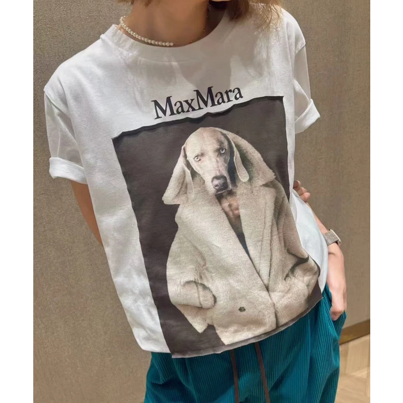 未使用 MaxMara 国现 狗头猎犬休闲百搭短袖T恤 TX0109
