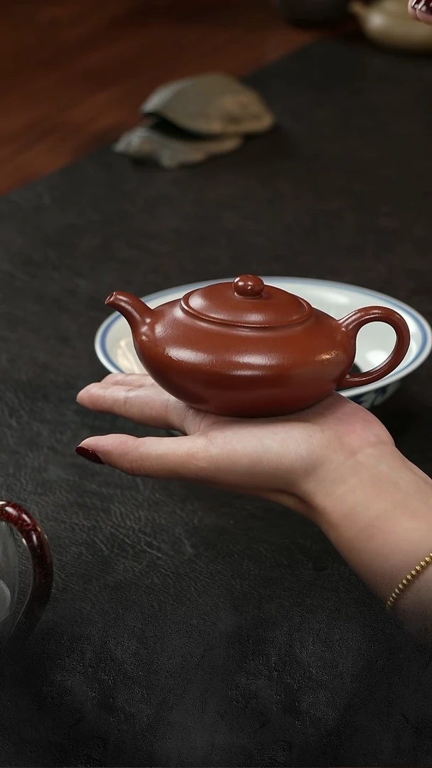 茶壶紫砂三更甄选|合欢 朱泥  130cc