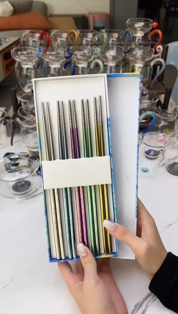 手工艺品玻璃禾器纯钛筷子