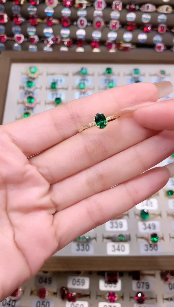 戒指透辉石银S925镶嵌金色