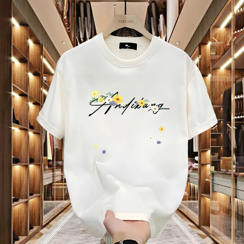 高品质重磅棉印花短袖T恤青年男女款夏季ins欧美潮牌宽松圆领上衣