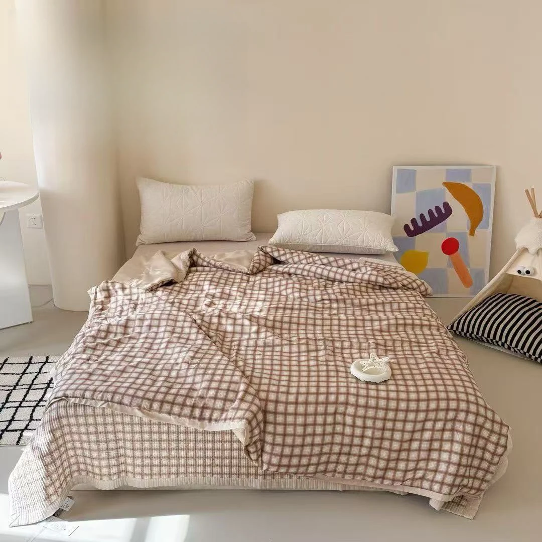 【丽丽家】LJF新款凉感印花莫代尔轻奢宽边机洗绗缝双面床盖多功能