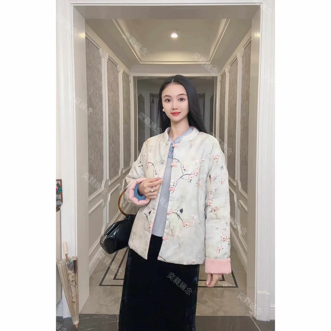 「奕念」《桃之菀菀》早春棉麻小外套～两面穿国风高定款小棉服