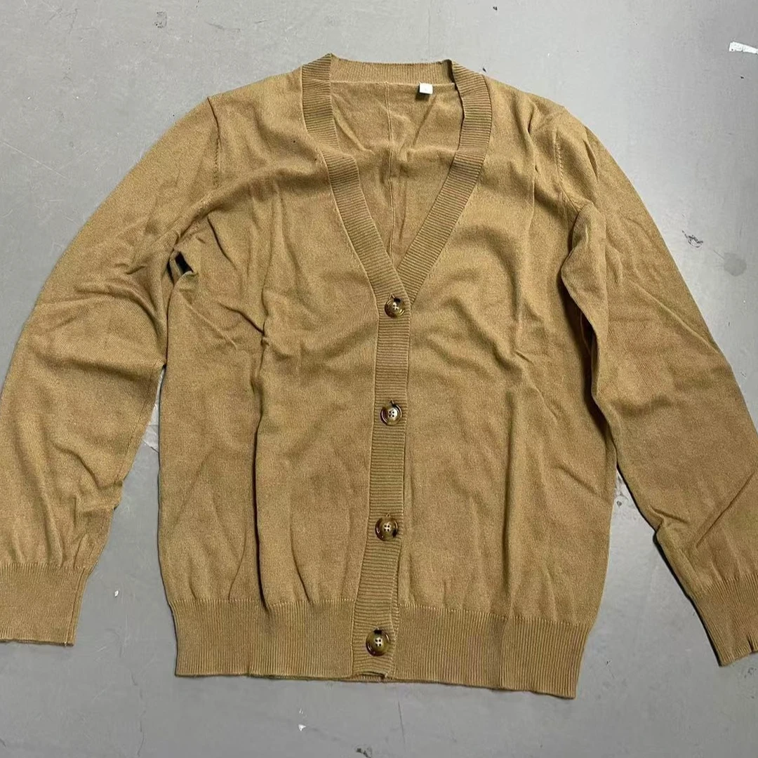 【南油玲姐】卡其色开衫毛针织衫MY920