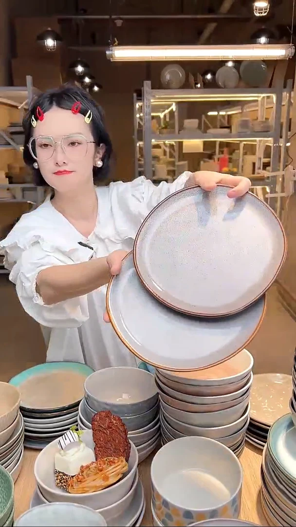 瓷48外贸尾货高温釉下彩陶瓷餐具默认微瑕