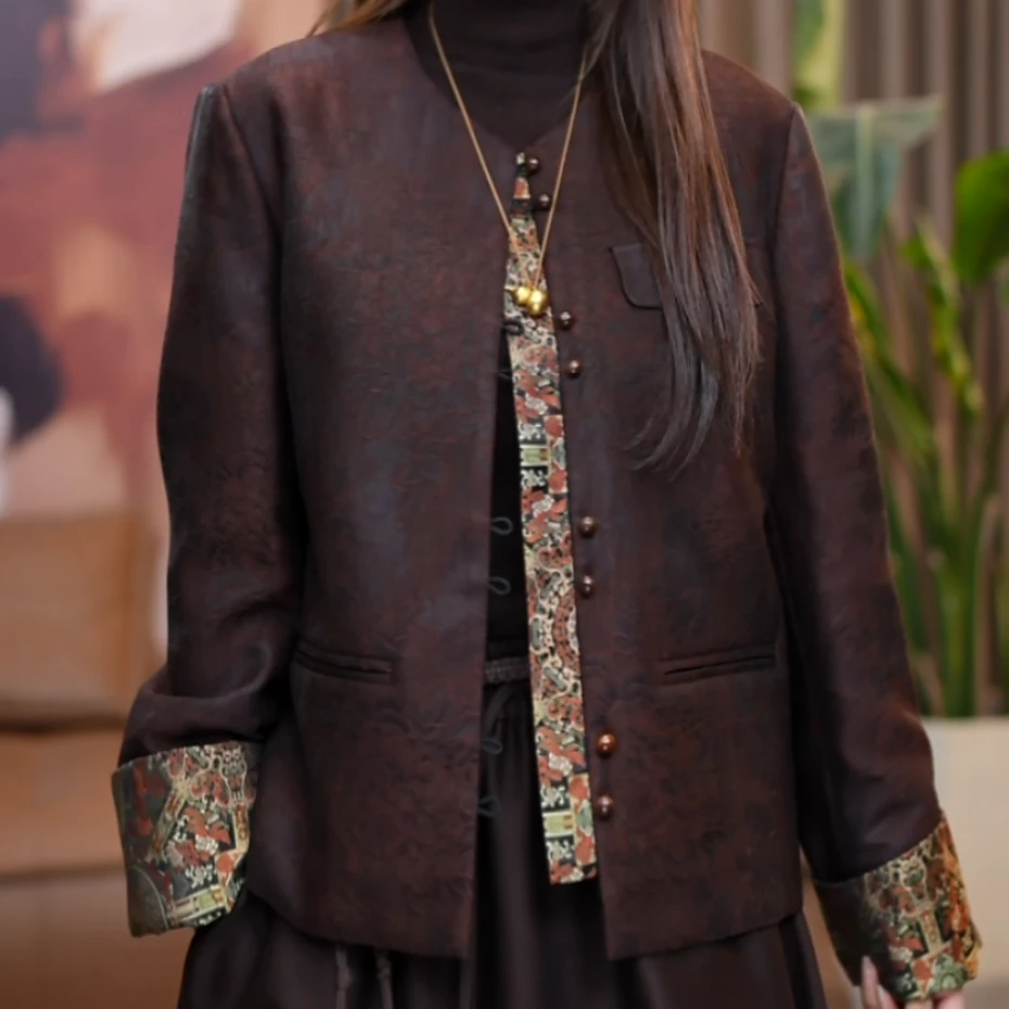 『越琳』新中式桑蚕丝秋冬加厚百长袖搭新中式休闲显瘦上衣