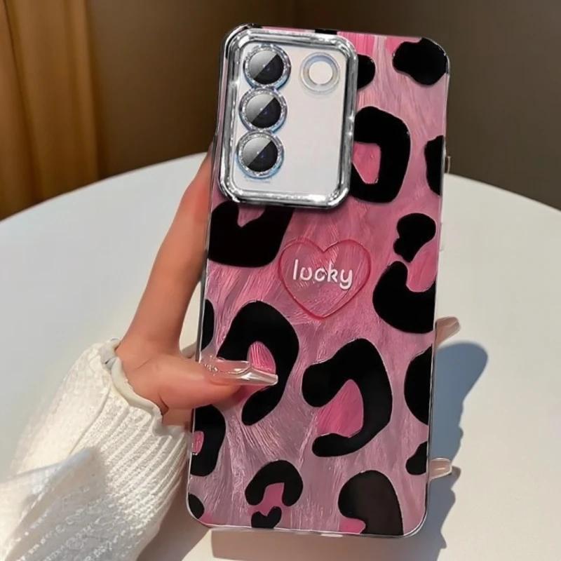 爱心豹纹适用vivoS16手机壳全包外壳s16Pro高级外壳女款防摔新款