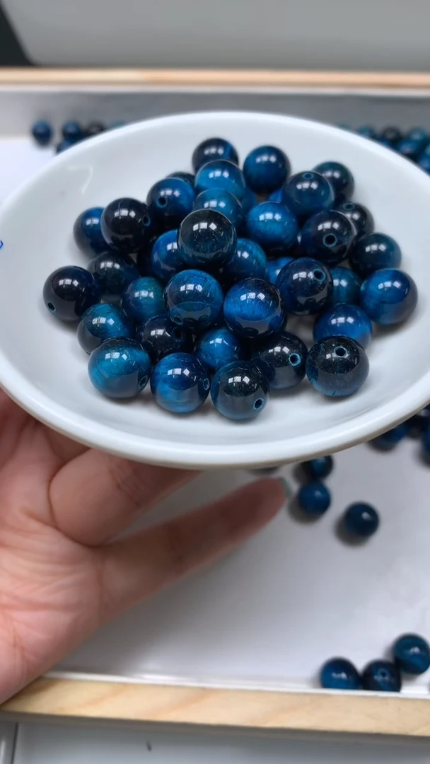 未镶嵌散珠硅化玉蓝 虎 眼10mm10颗9.9元