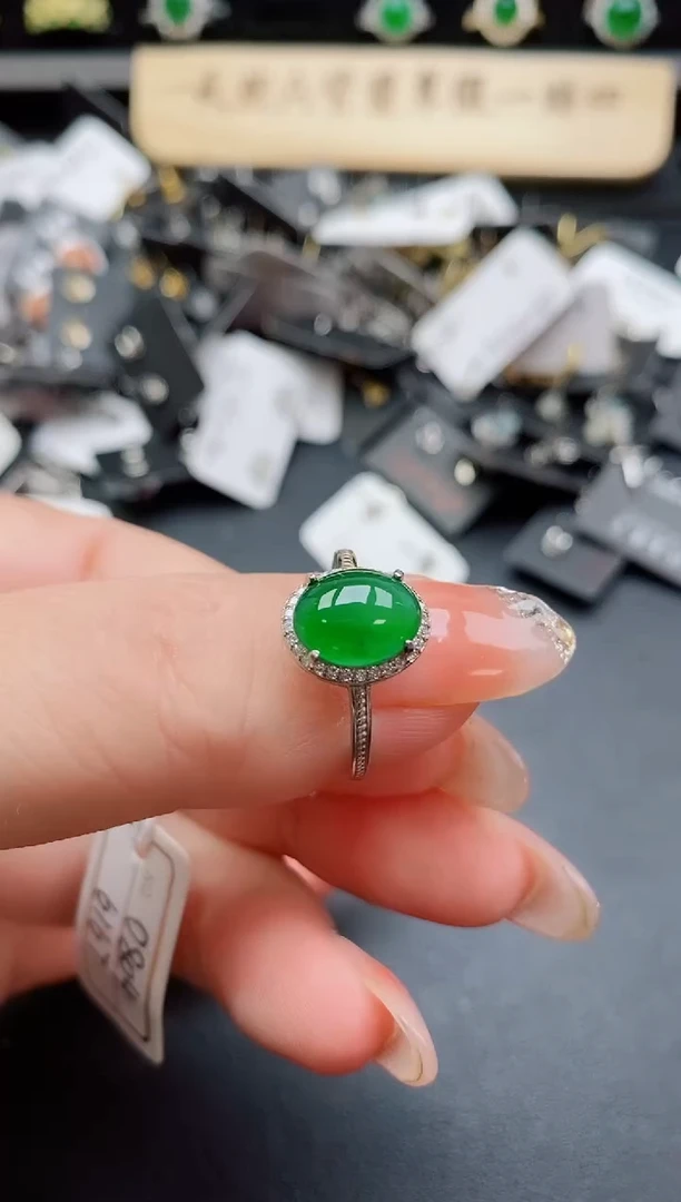 银S925镶嵌戒指翡翠508