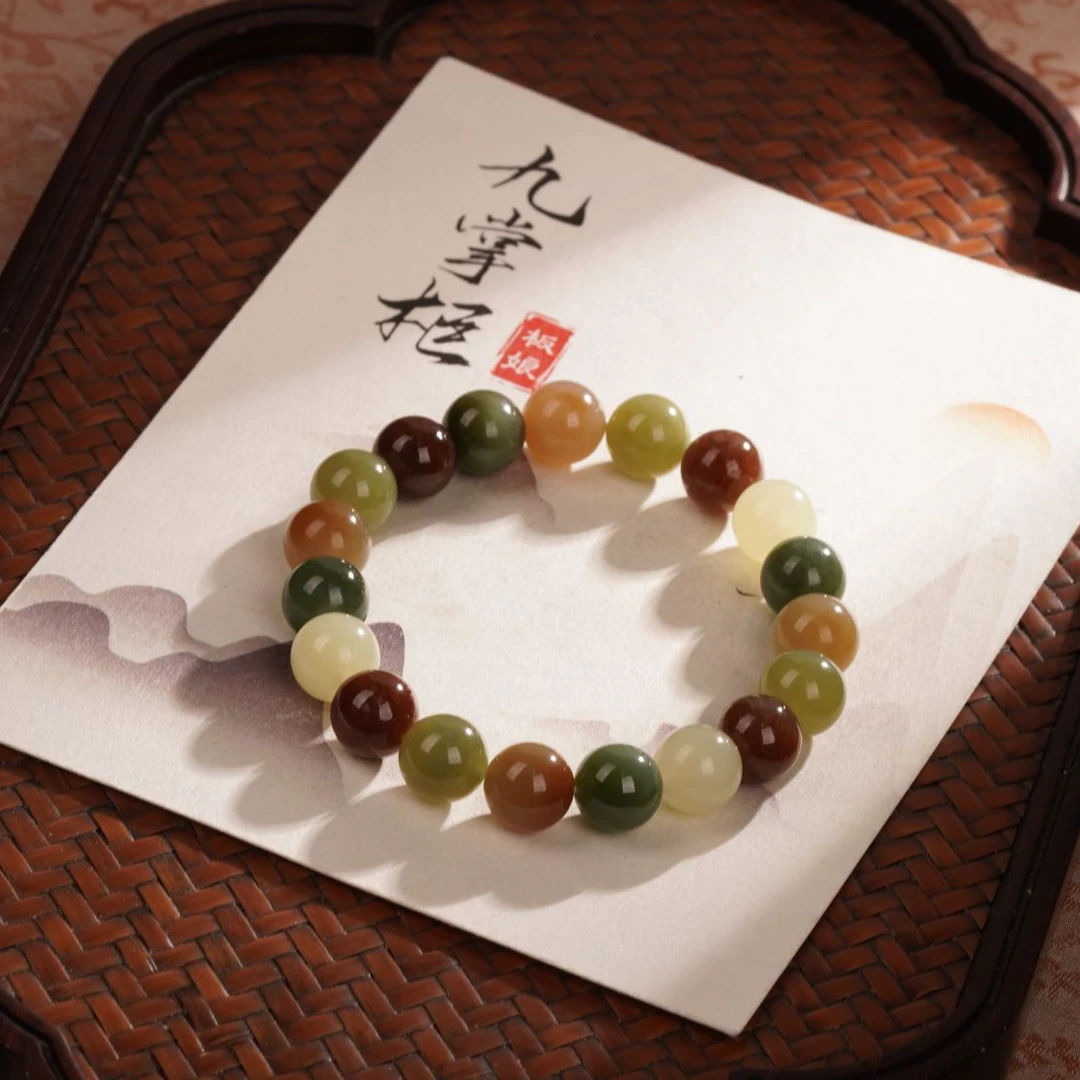 天然多宝和田玉单圈手串素款百搭—多样性发其一【JJ078】