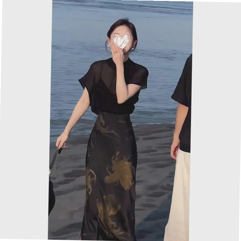 轻奢高级感半身裙套装女设计感别致罩衫两件套裙夏季2024新款