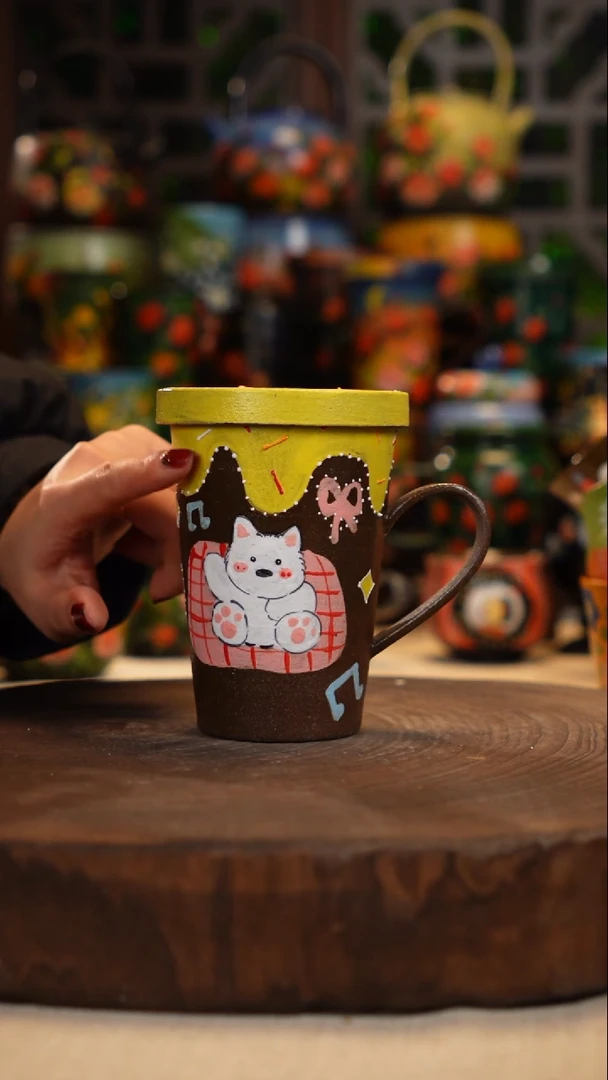 紫砂油画釉下彩手绘