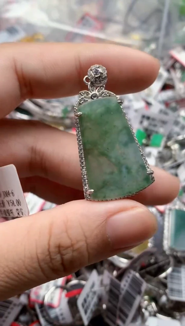 银S925镶嵌戒指翡翠天然A货缅甸翡翠