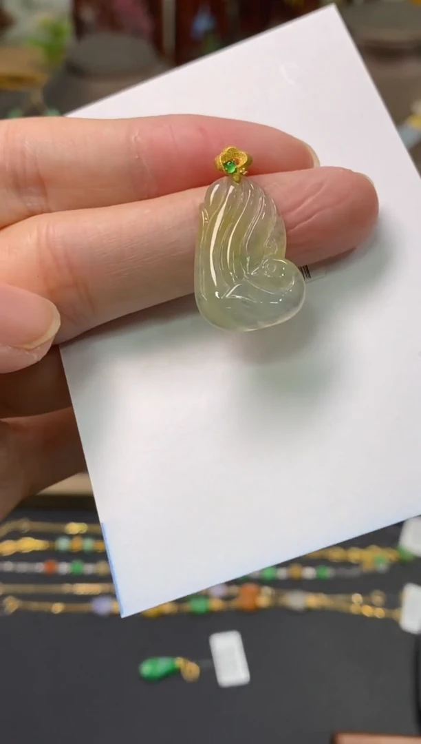 【闪购商品】翡翠颈饰18K金镶嵌净货14024