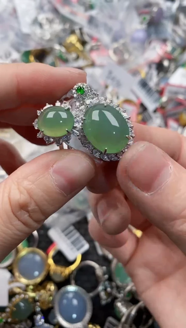 银S925镶嵌戒指翡翠555----7