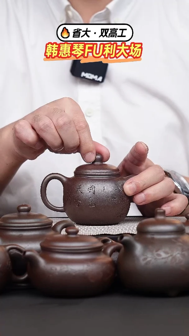 茶壶紫砂韩惠琴·朱泥柴烧刻绘匏樽