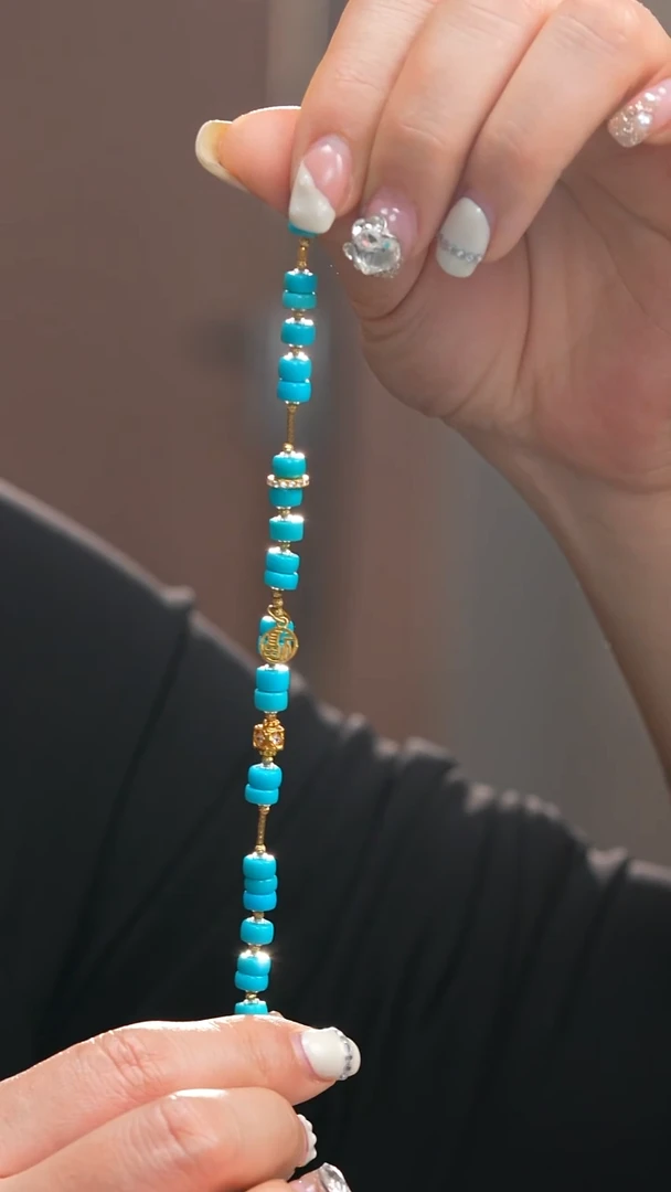 18K金镶嵌绿松石手串1