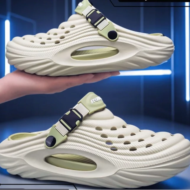 凉鞋男款2025新款爆款夏季运动透气防滑厚底洞洞鞋外穿包头鞋男