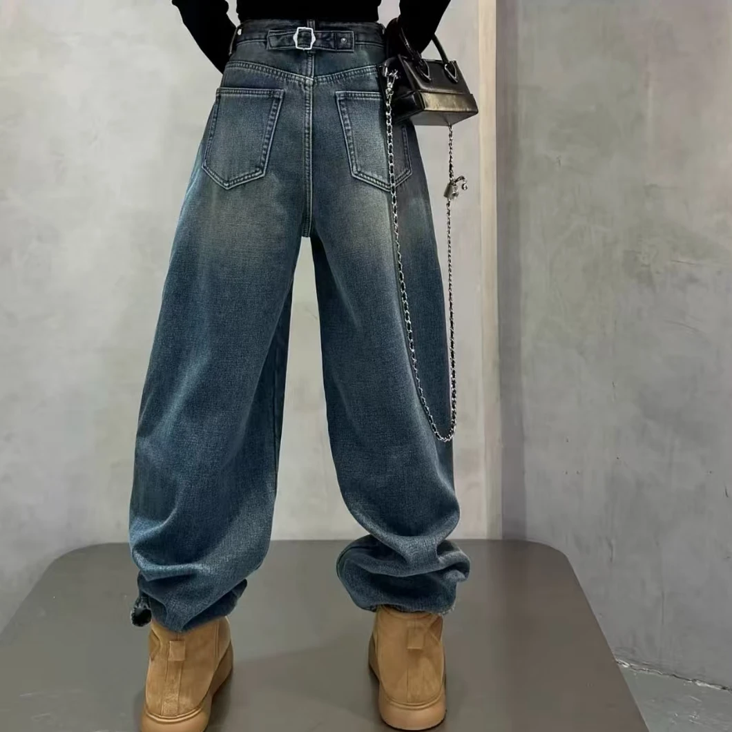 【琳琳定制】D097#新款加绒显瘦休闲弯刀牛仔裤女