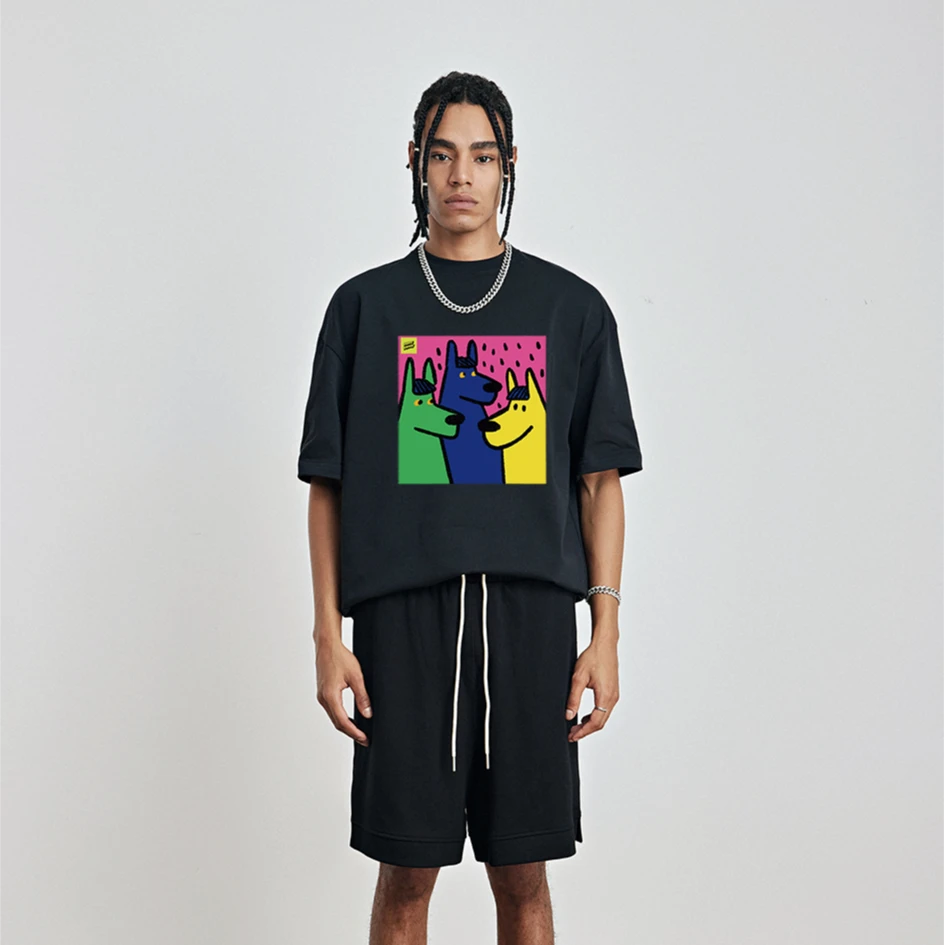 FancyFrenzy 25SUMMER 320g 半高领 落肩 T恤 短袖 小动物印花