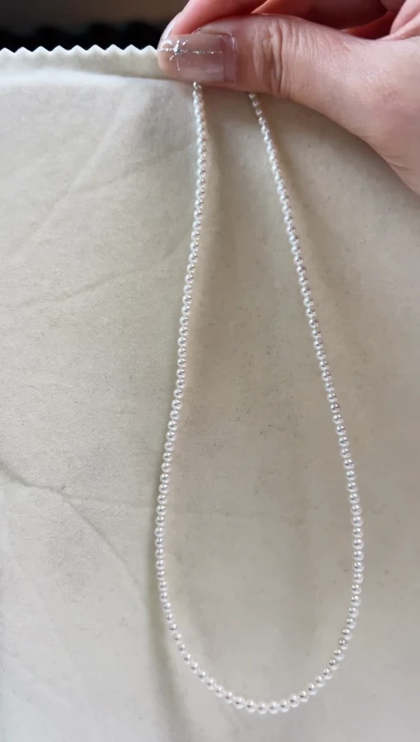 18K金镶嵌淡水珍珠DA 小米项链 3-4 xs002