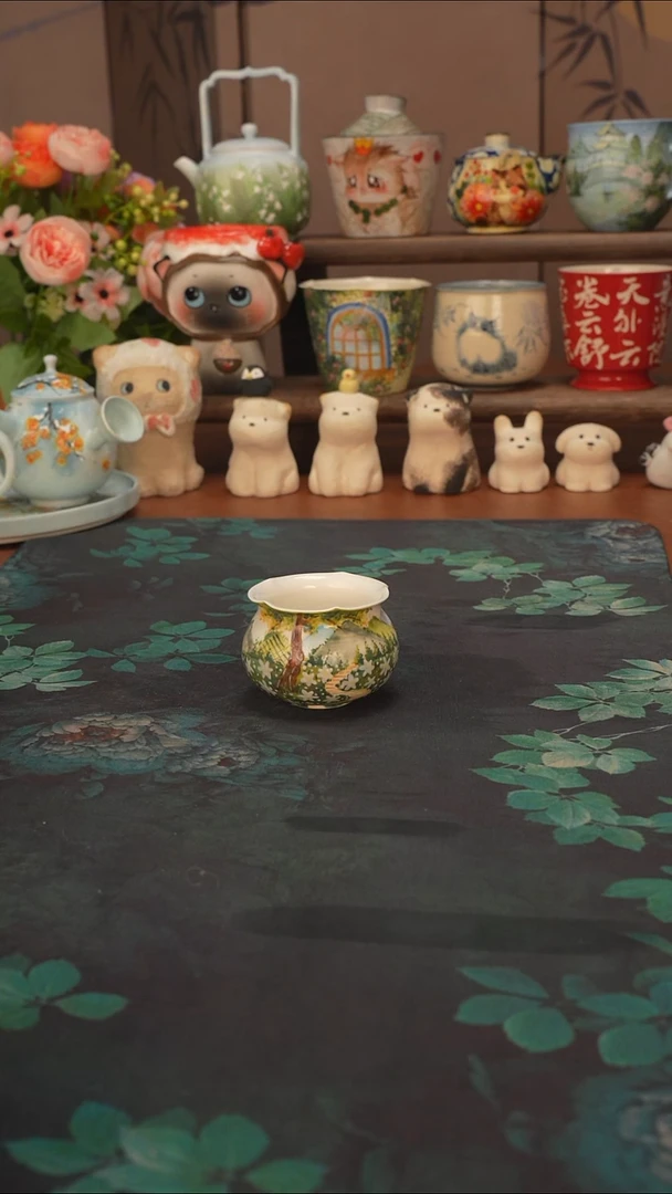 石一   乡间小路花口品茗杯