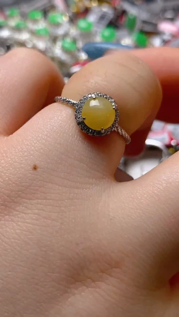 银S925镶嵌戒指翡翠百内无证书