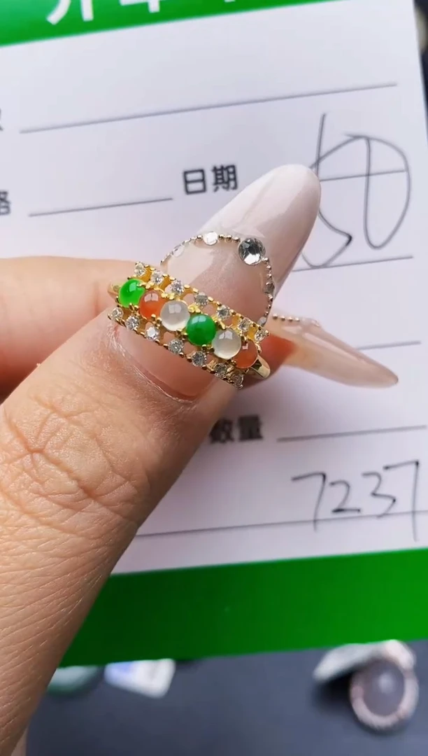 银S925镶嵌戒指翡翠7237