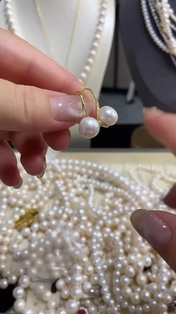 银S925镶嵌耳饰淡水珍珠天然珍珠耳钩