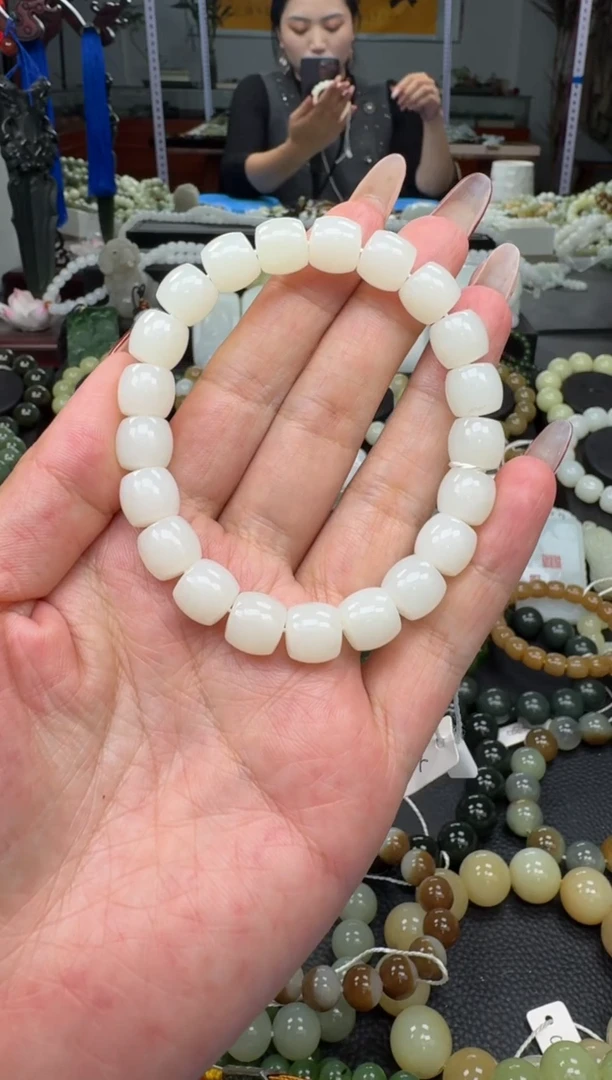 未镶嵌手串和田玉新疆且末金山白玉卡10