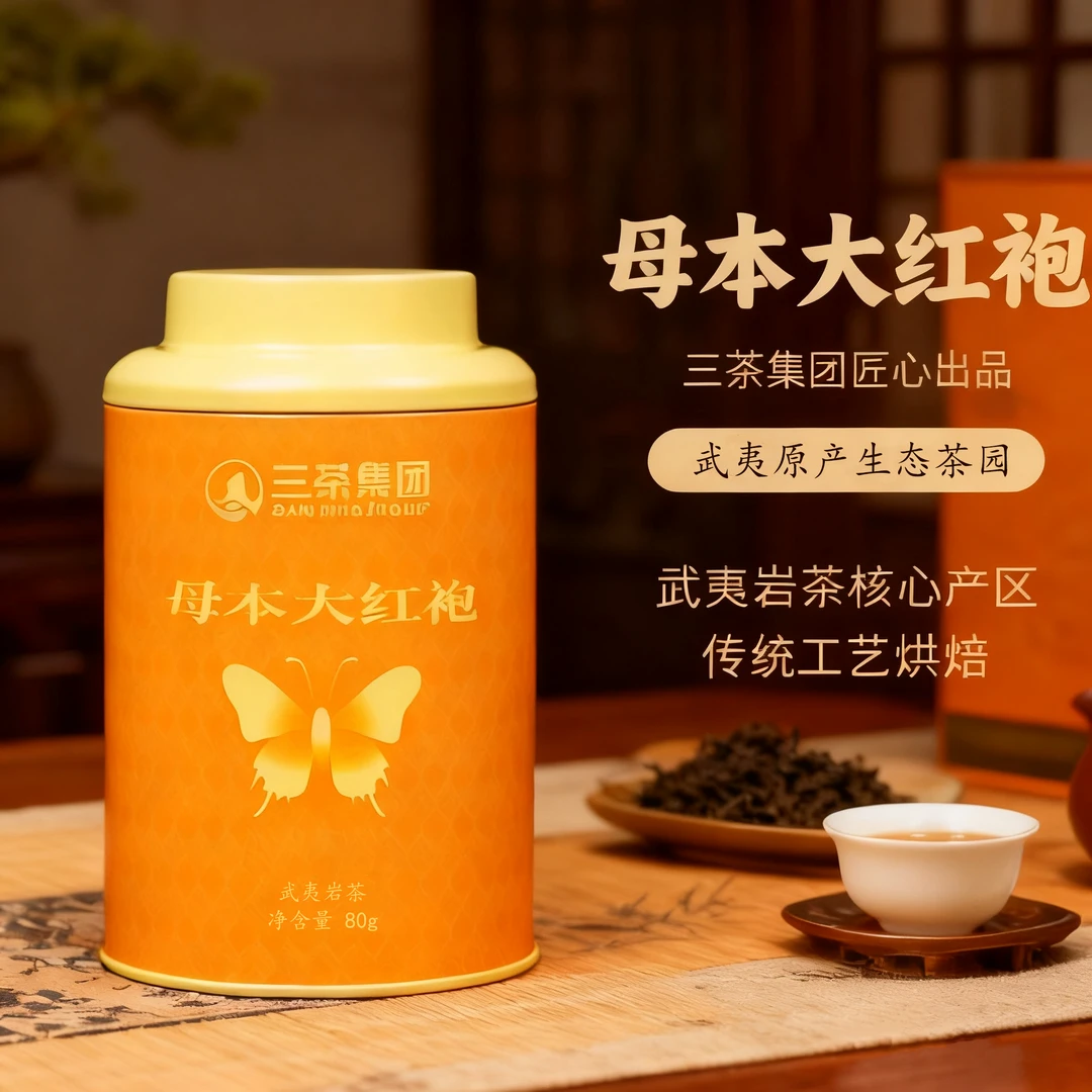 【买二送一】三茶集团-母本大红袍母树直系扦插非拼配礼盒装80g/罐