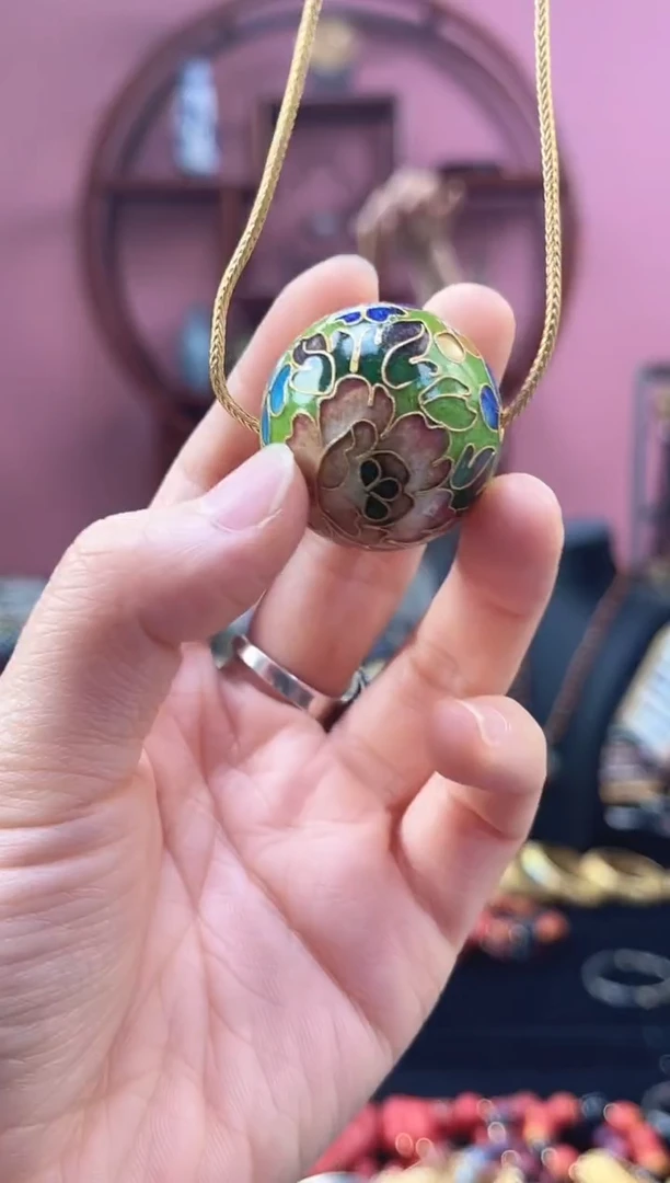 非遗 景泰蓝3.0大珠加蛇骨链 淡绿