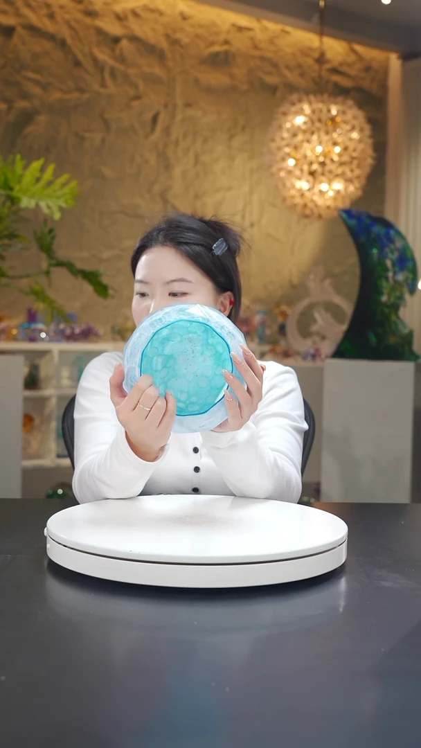 手工艺品琉璃天空蓝钻石切面设计款果碗