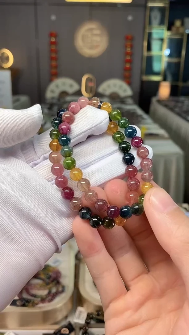 未镶嵌老矿碧玺色标彩虹单圈手串7mm+碧玺多样性发货一条xion