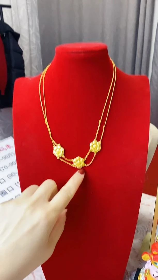 合金无027双层三朵花套链