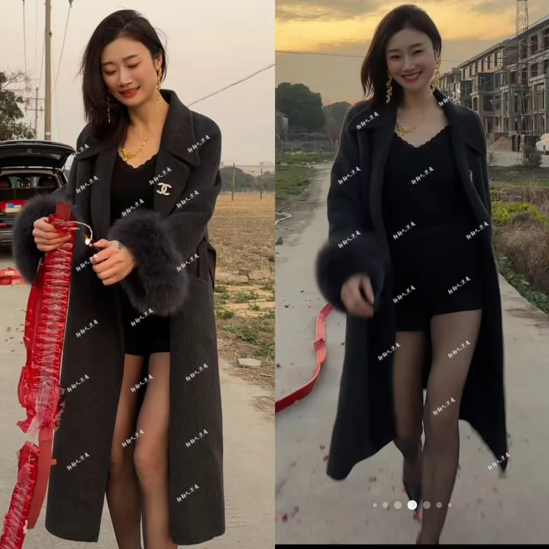 静静推荐 新款时尚袖子毛毛双面大衣22c8818
