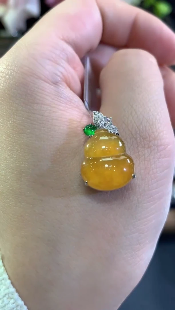吊坠(不含链)18K金镶嵌翡翠d37