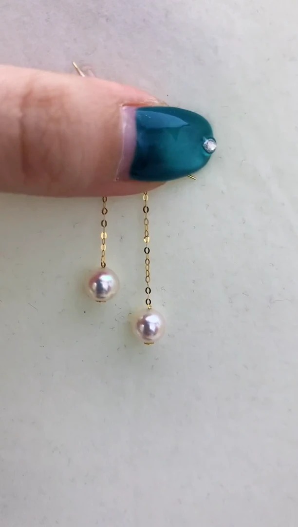 18K金镶嵌海水珍珠DA 耳线6-7 GD040