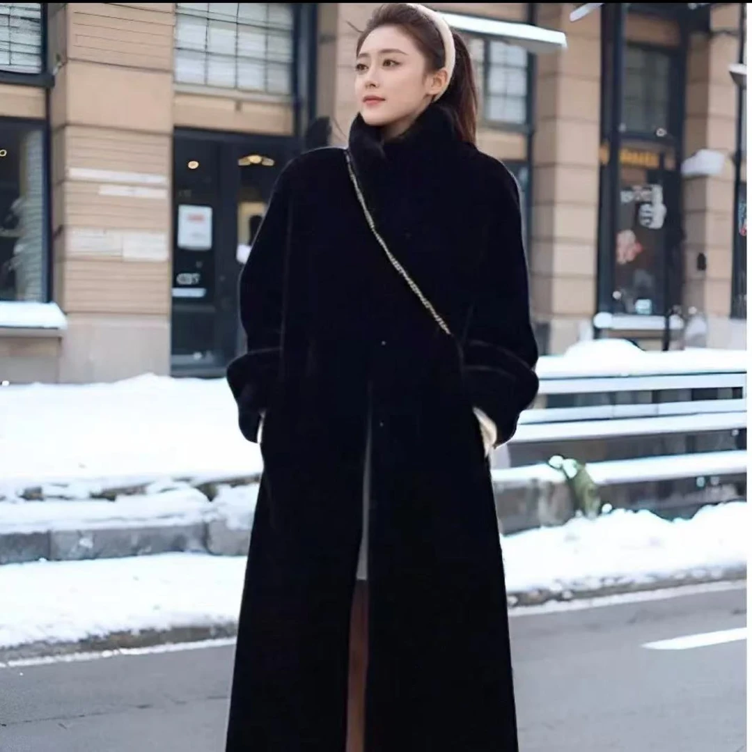 【金标正版特加厚1】110厘米加长款雪兰貂立领冬季高端百搭外套